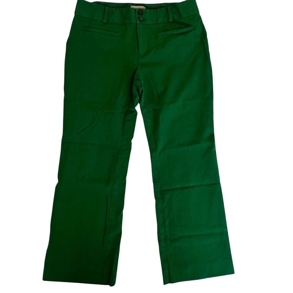 Anthropologie The Essential Crop Flare Green Dress Pants Trousers Womens 6